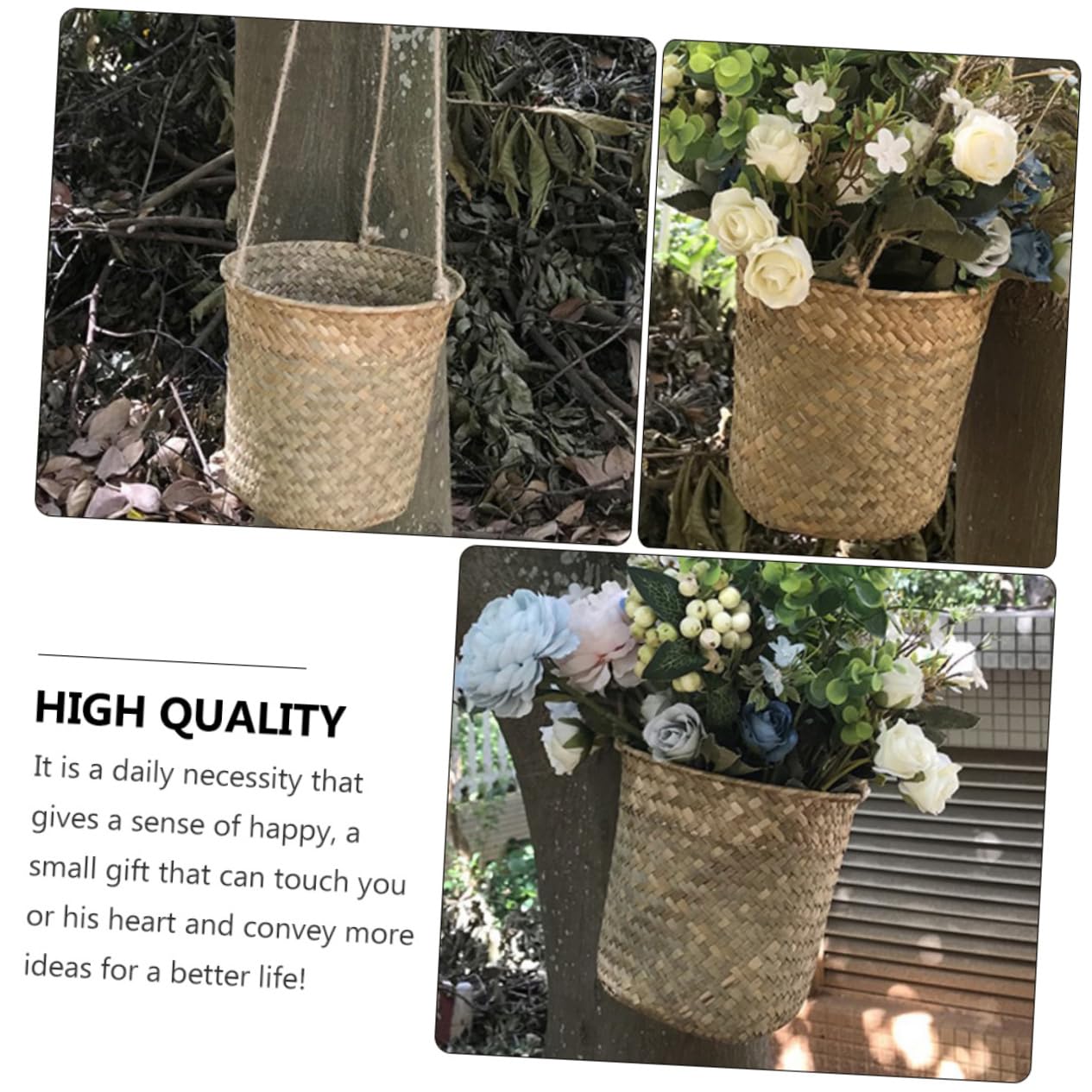 Amosfun 6stücke Teiliges Handgefertigte Woven Flower Basket Hängeblumenampel Aus Seegras Für Stilvolle Raumdekoration Und Praktische Aufbewahrung