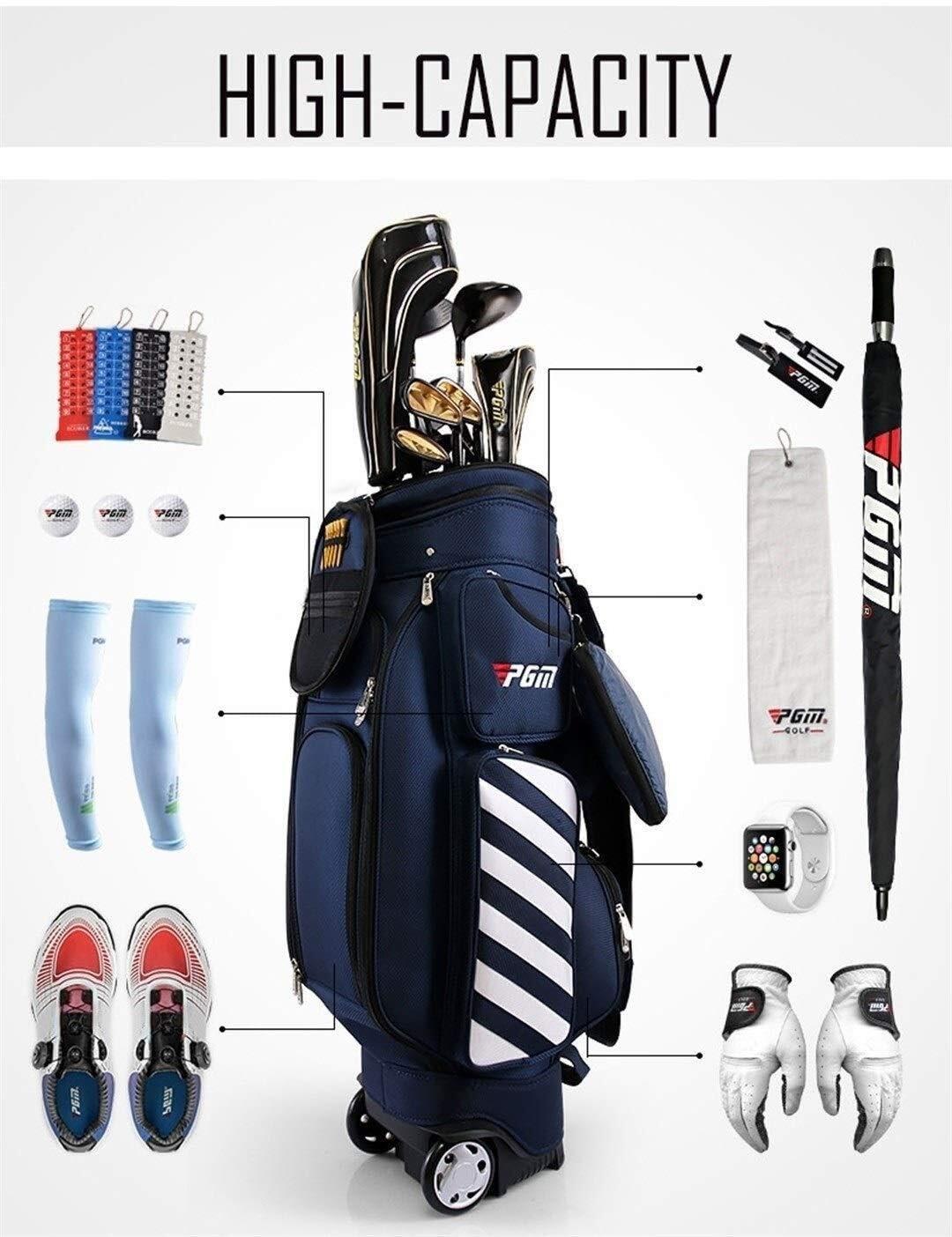 Indoor-Golf, Golftasche, tragbares großes Fassungsvermögen, mit Regentuch, mehrfarbige, einziehbare, stilvolle und langlebige Reisetasche for Golfschläger