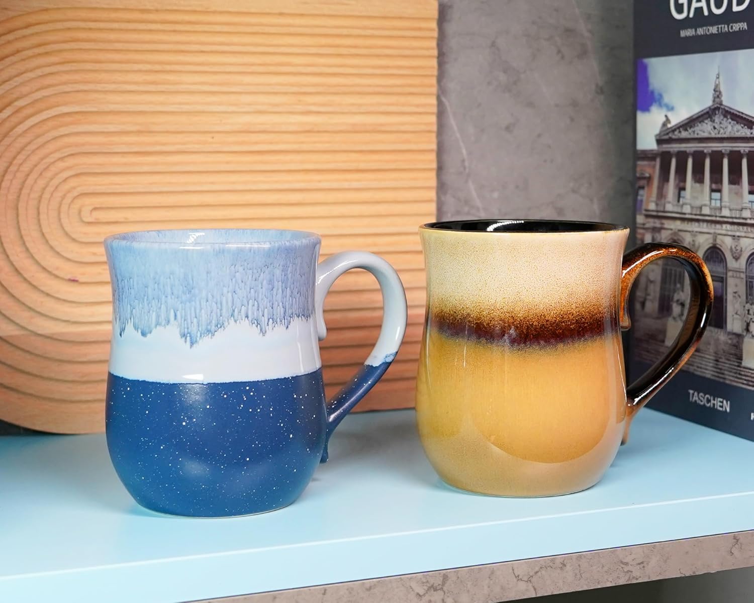 Large Ceramic Coffee mugs, 20 oz Big Tea Cups Handmade Pottery Mug, Large Handle Coffee Mug for Office and Home, Microwave and Diahwasher Safe. (Ocean Wave) - Image 6