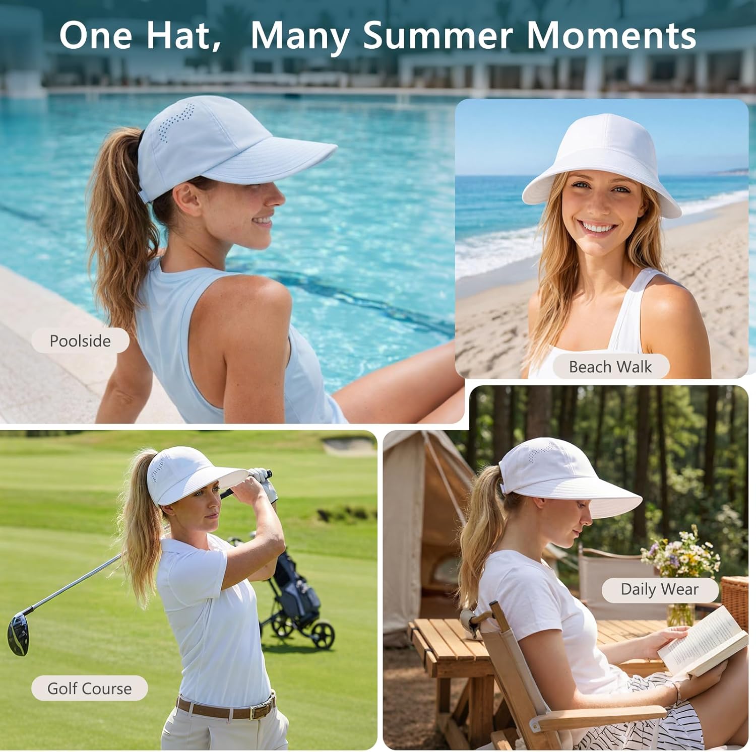TOP-EX ChicPony™ Cooling High Ponytail Sun Hat for Women UV 50 Wide Brim Visor Cap Breathable Packable for Beach - Image 5