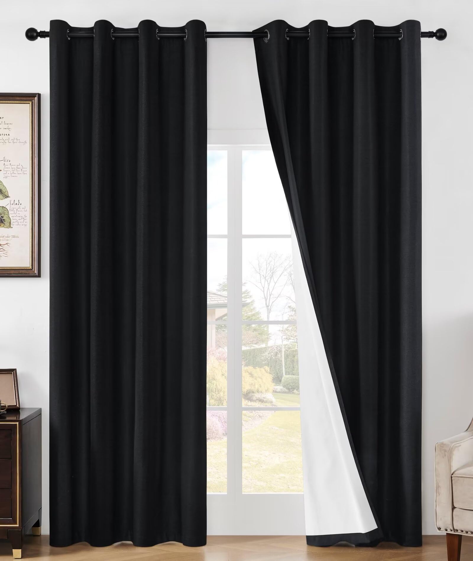 Joydeco 100% Blackout Curtains 84 Inch Length 2 Panels Set, Black Out Curtains for Bedroom Windows 84 Inch Long, Black Curtains for Living Room Thermal Insulated Drapes(W52 x L84 Inch, Black)similar