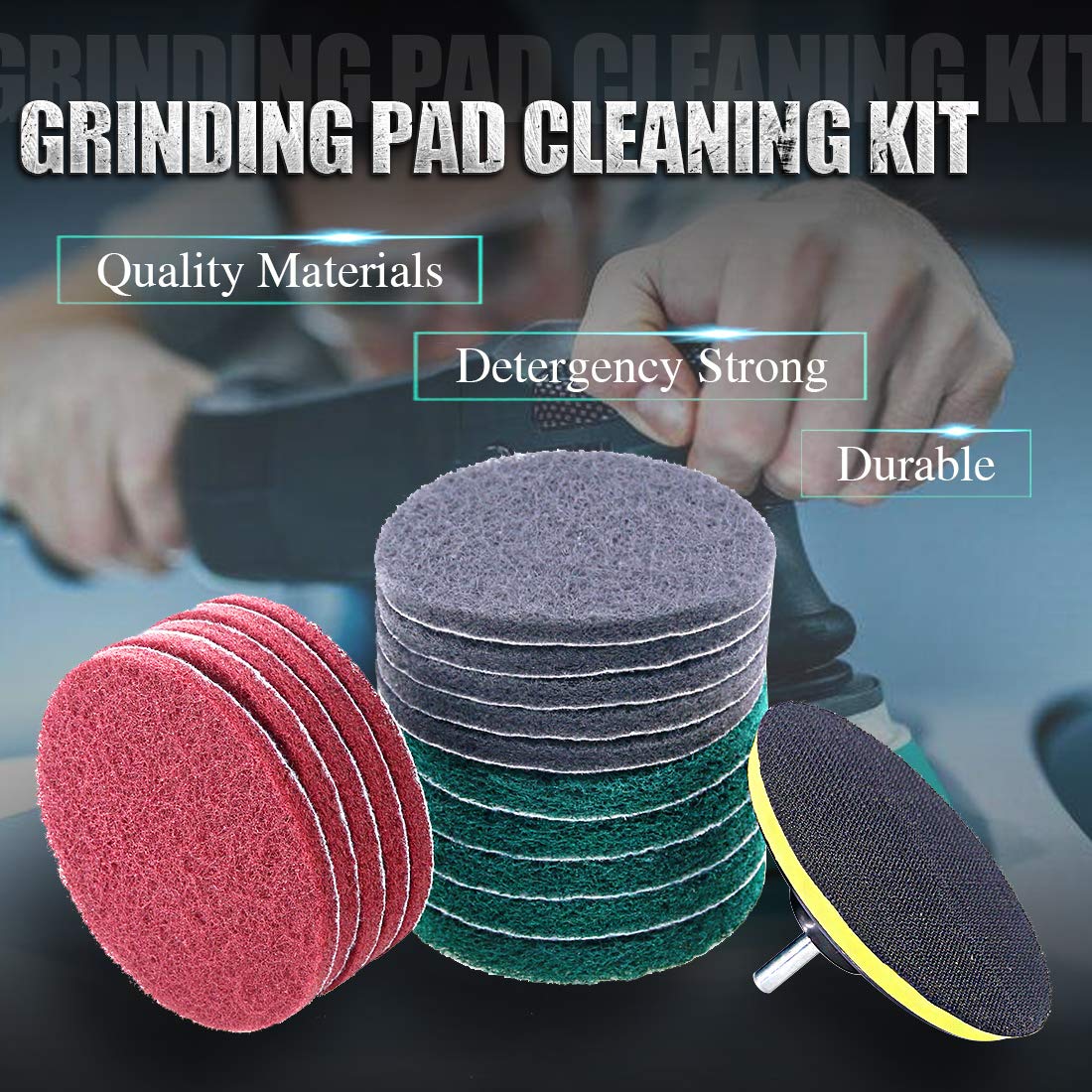 17-Piece Drill Scrubber Pad Kit - 5 Inch Power Scrub Pads With Holder & Extension For Deep Cleaning