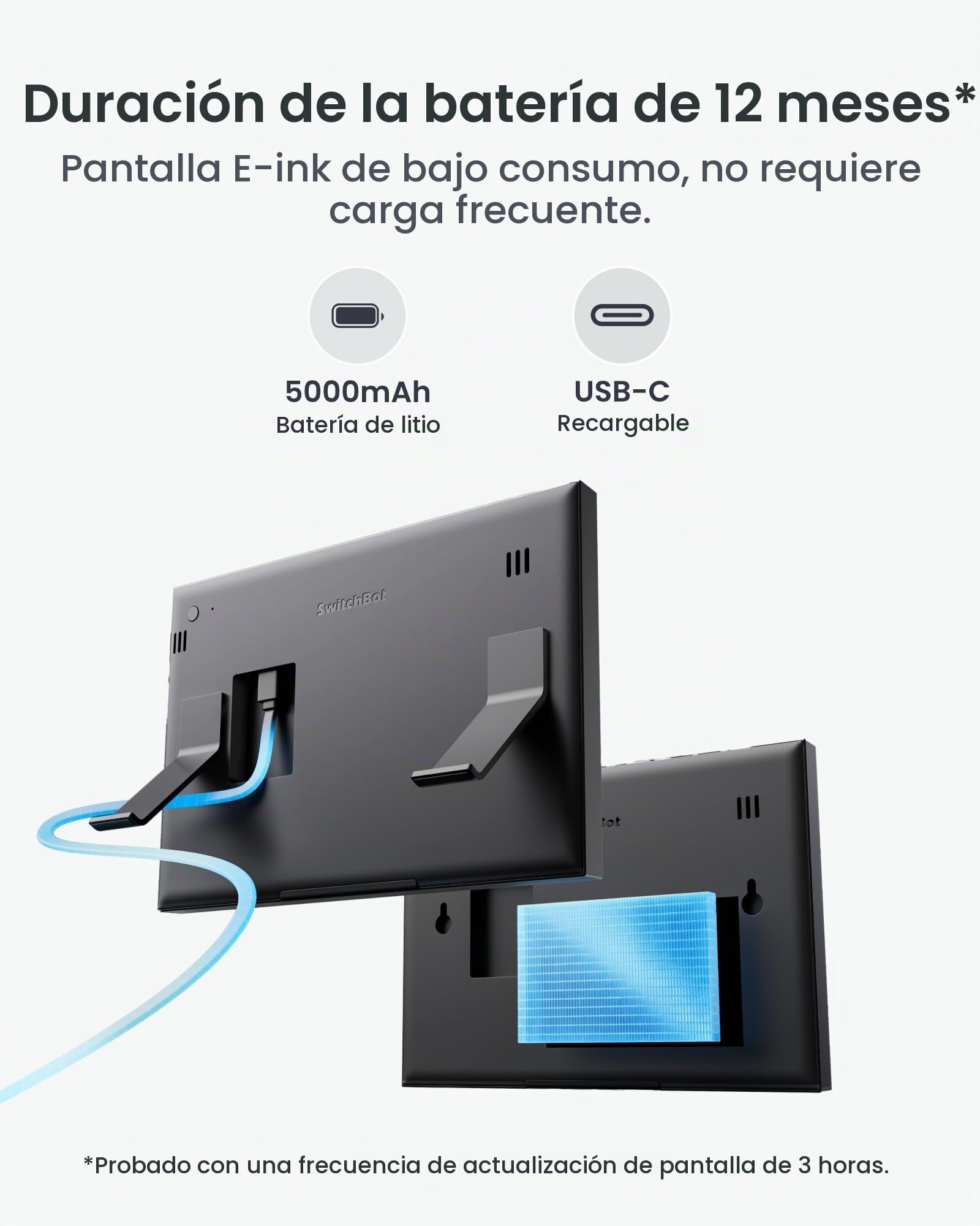 SwitchBot Panel doméstico inteligente E-Ink, monitor de temperatura y humedad interior y exterior de 7,5" con calendario digital, Wi-Fi 2,4GHz y BLE, compatible con Google/iCloud/Outlook (Standard)