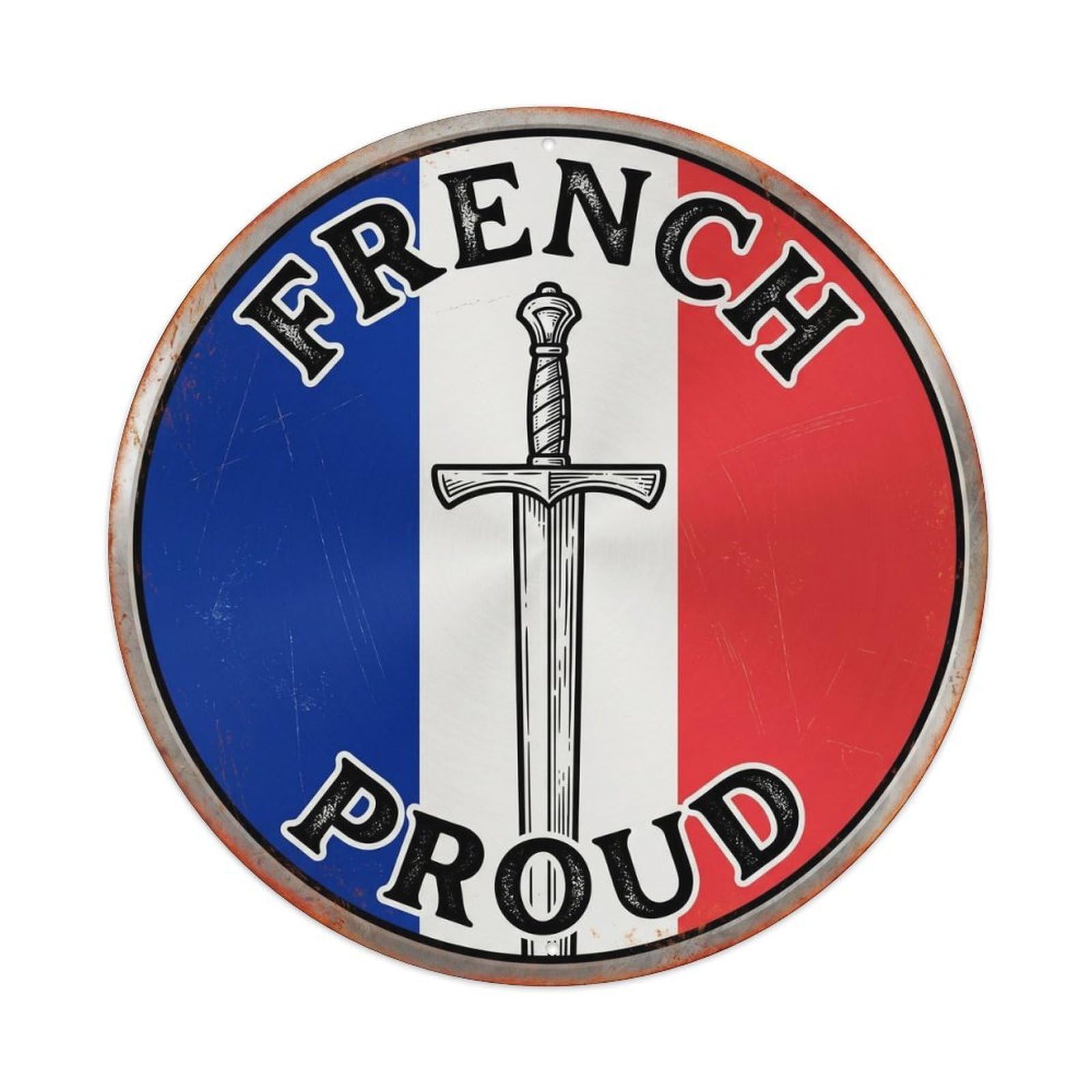 Olhnbad Style French Proud Sword Heraldry Heritage Emblem Metal Tin Sign