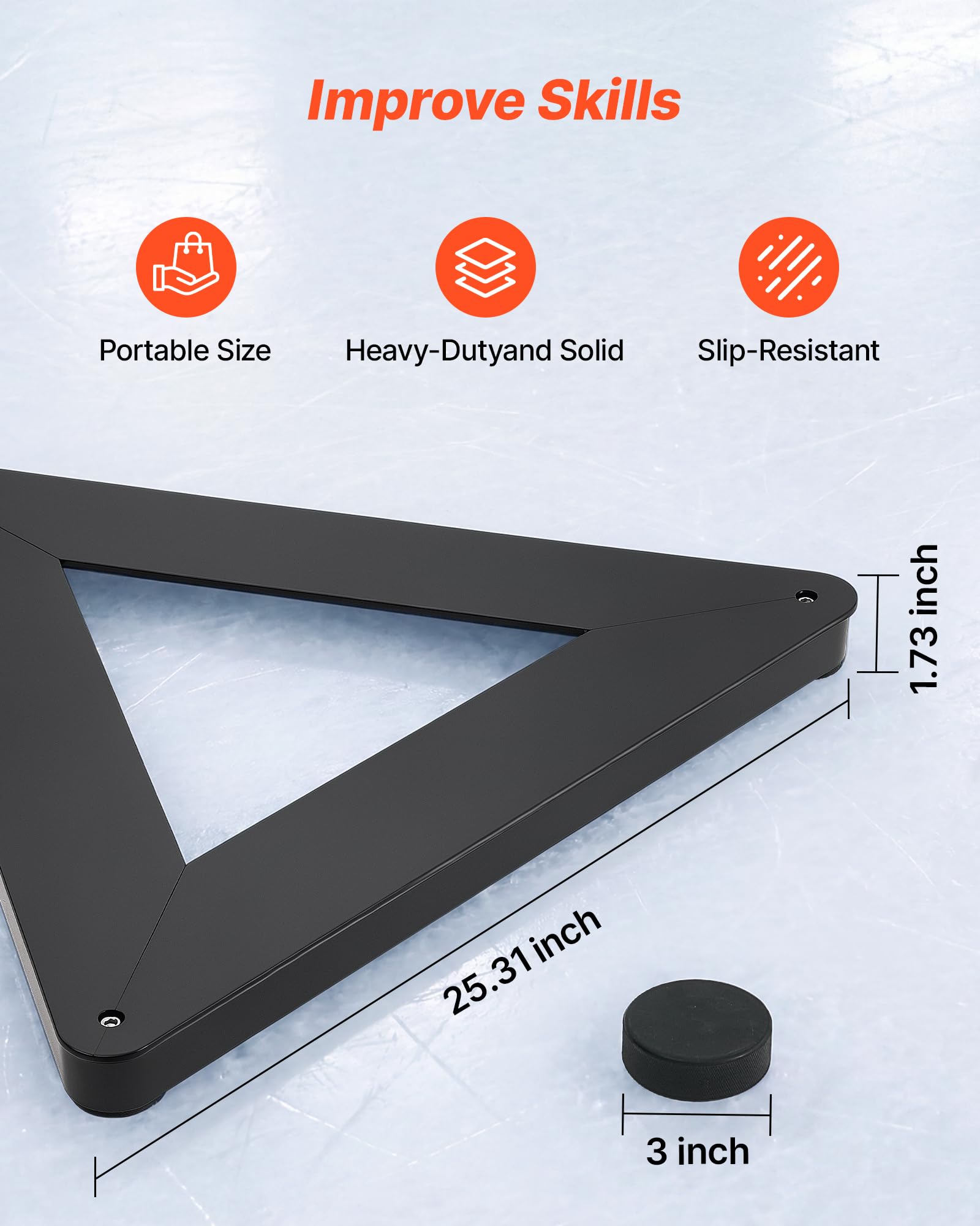VEVOR Attrezzatura per Allenamento Hockey Triangolo Passaggi del Bastone, Rimbalzatore Ausilio per Passaggi di Hockey Controllo del Bastone, Allenatore Portatile per Controllo Hockey sul Ghiaccio