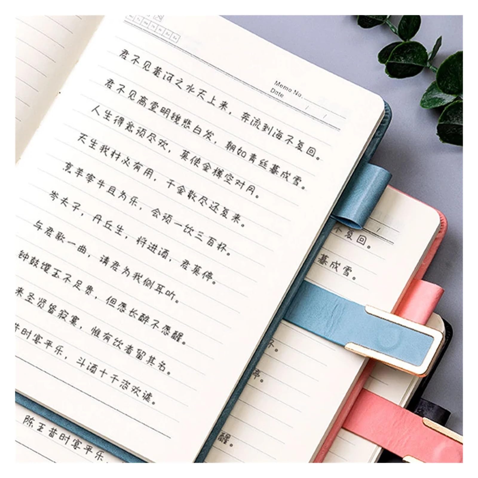 Inspirierendes Notizbuch 2 Stücke 360 ​​Blätter Business Notebook Schnalle Multi Farbe Verdickt A5 Leder Schreibwaren(Blue)