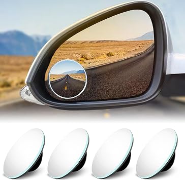 4pcs Blind Spot Mirrors Car HD Rear View Mirror,2 Inch Round Glass Frameless Convex Mirror Exterior Accessories with Wide Angle Adjustable Stick for Car SUV and Trucks