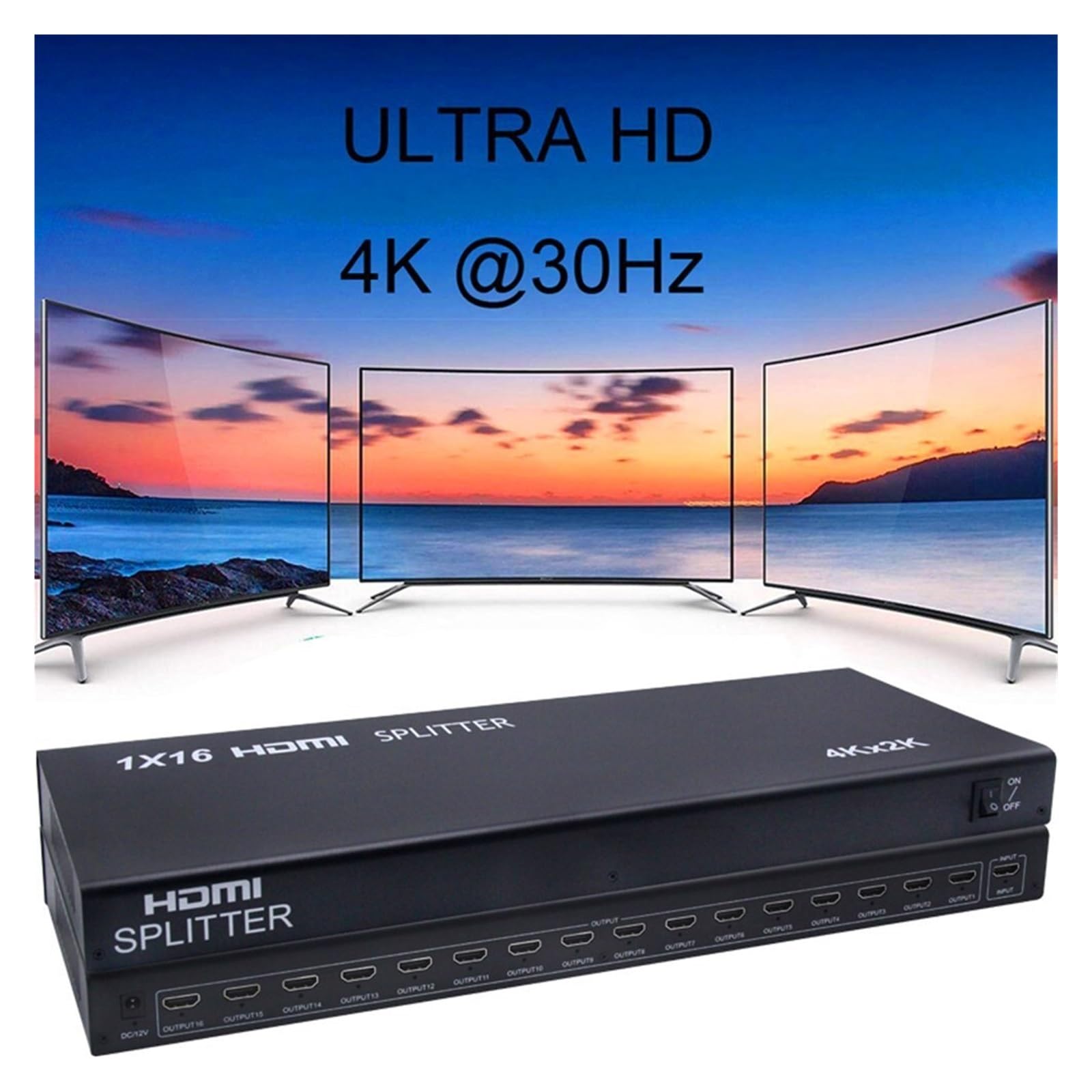 Stacja ładująca USB, Rozdzielacz HD 4K 60 Hz 1x16 Wyjście 3D Dystrybutor Wideo Monitor Telewizyjny