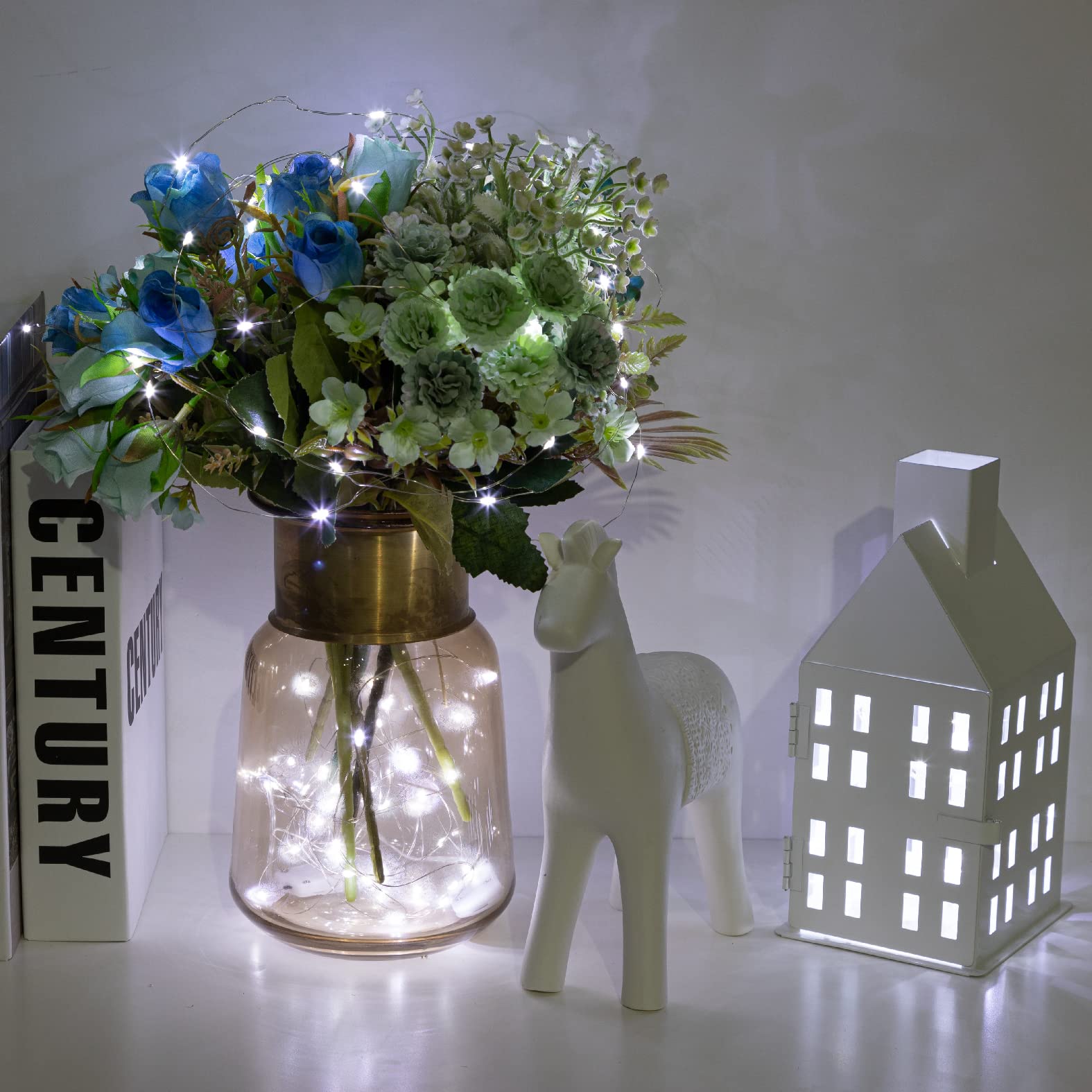 Confezione da 12 lucine a LED alimentate a batteria, impermeabili, filo argentato, 20 fili sottili in rame, luci pastello, per fai da te, matrimoni, feste, camera da letto, patio, Pasqua,