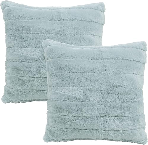 Miniatura 2 de Home Soft Things Manta de piel sintética de conejo (50 x 60 pulgadas) y 2 fundas de almohada (18 x 18 pulgadas), juego de 3 almohadas de color