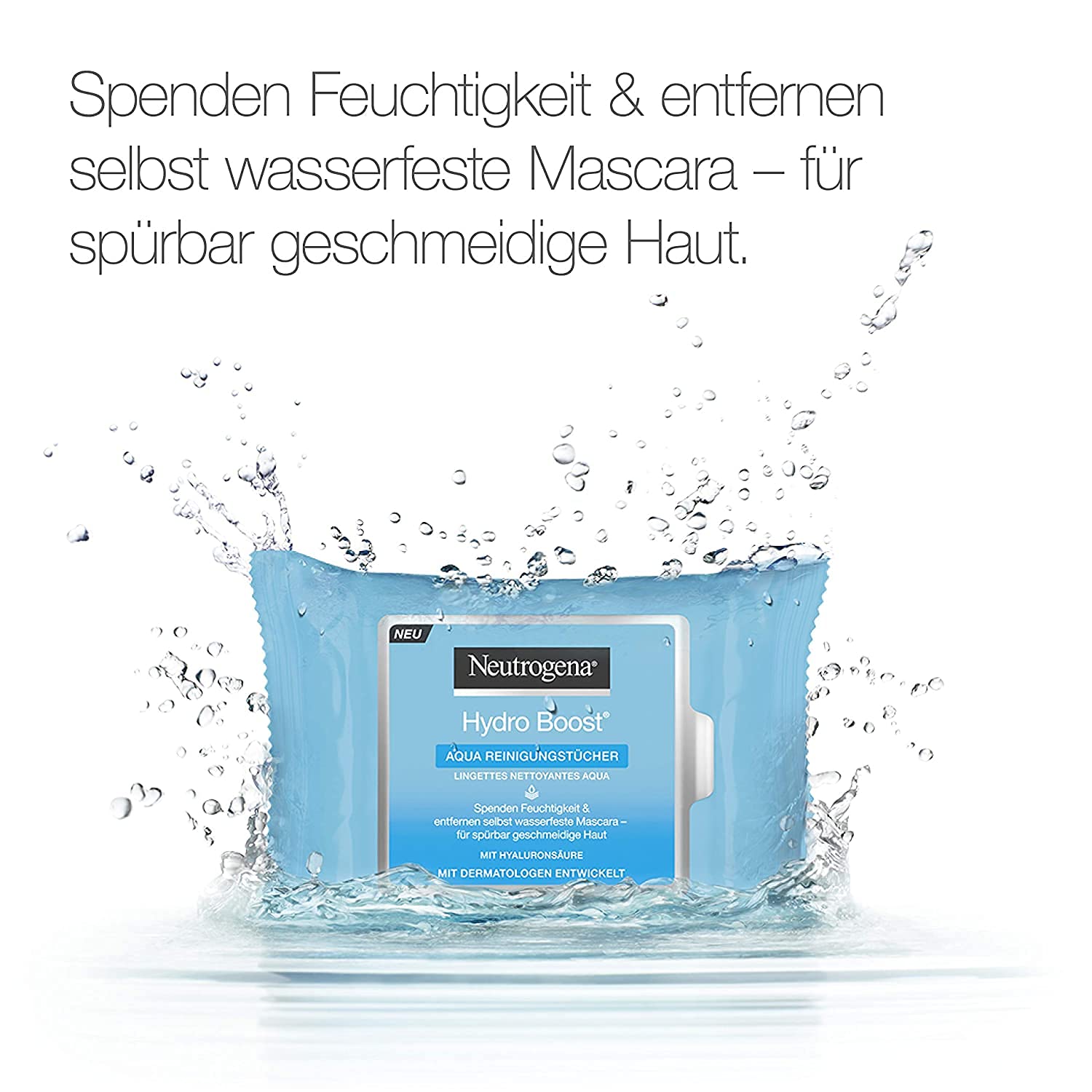 Neutrogena Hydro Boost Aqua Cleansing Wipes/With Neutrogena Cleansing Technology, Hyaluronic Acid and Moisturiser, (Pack of 6) - Image 3