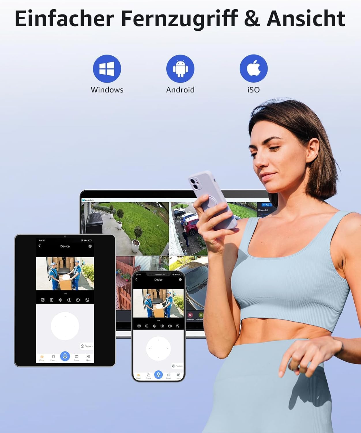 ANNKE Set di telecamere di sorveglianza da 5 MP, per esterni, Wi-Fi, 16 CH 4 K NVR con 10 telecamere PT, visione notturna a colori, audio bidirezionale, riconoscimento intelligente delle persone