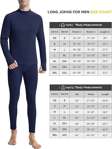 Miniatura 6 de Runhit Mens Thermal Underwear SetFleece Lined Long Johns for Men Thermal Shirts and Pants Base Layer Cold Weather Thermals