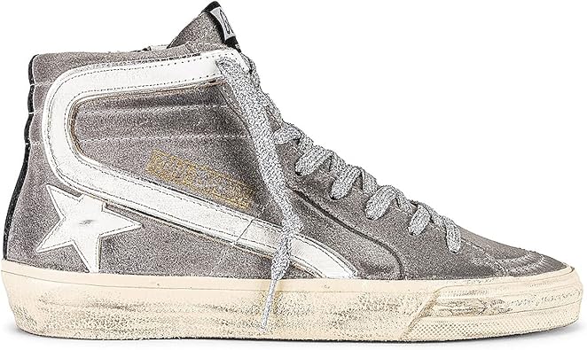 Golden Goose Slide Waxed Suede Upper Leather Star and List Laminated Wave Womens Distressed Sneakers