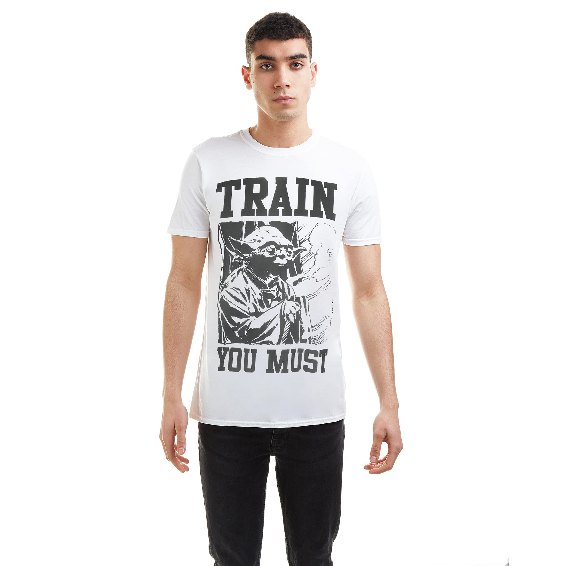 Star Wars Men's Yoda Train T Shirt, White (White White), M UK