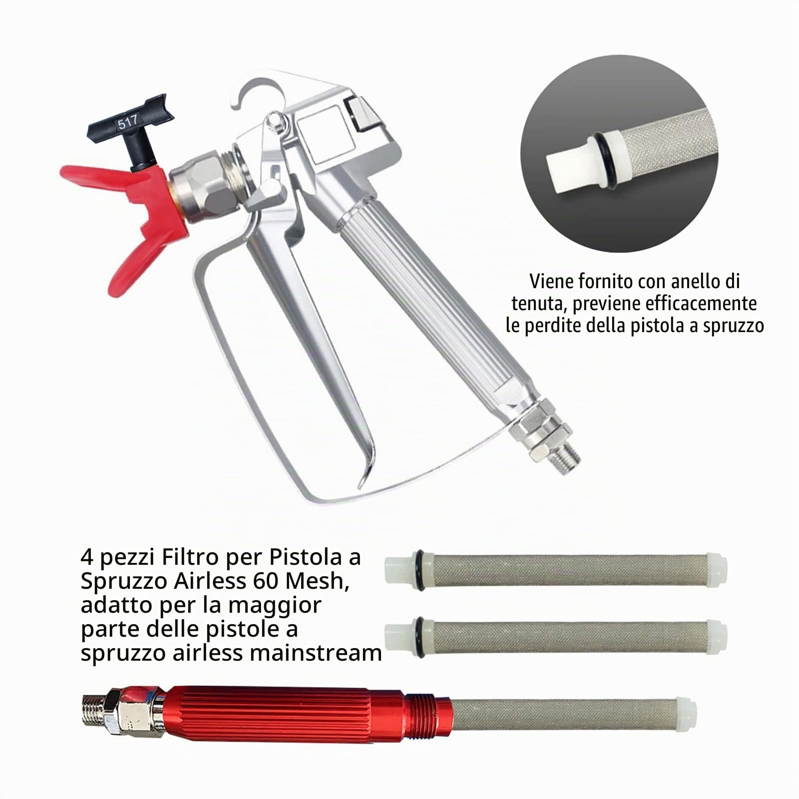Set di ugelli per spruzzatore di vernice airless reversibili, 16 pezzi, 211, 313, 415, 517, 623 punte, spruzzatore di vernice airless ugelli punte guardia spruzzatura parti della macchina