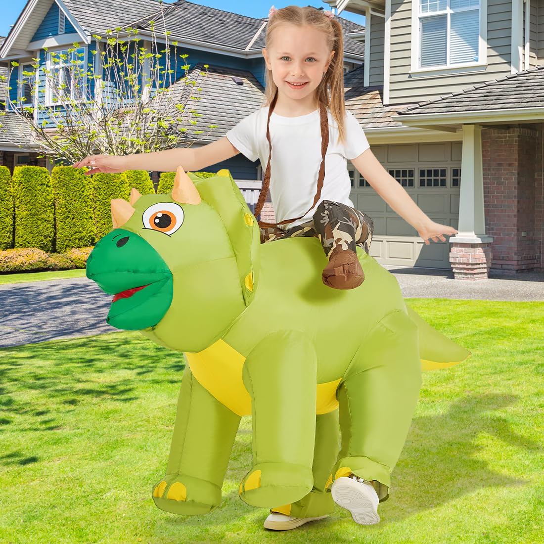 GOOSH Inflatable Dinosaur Costume Kids Triceratops