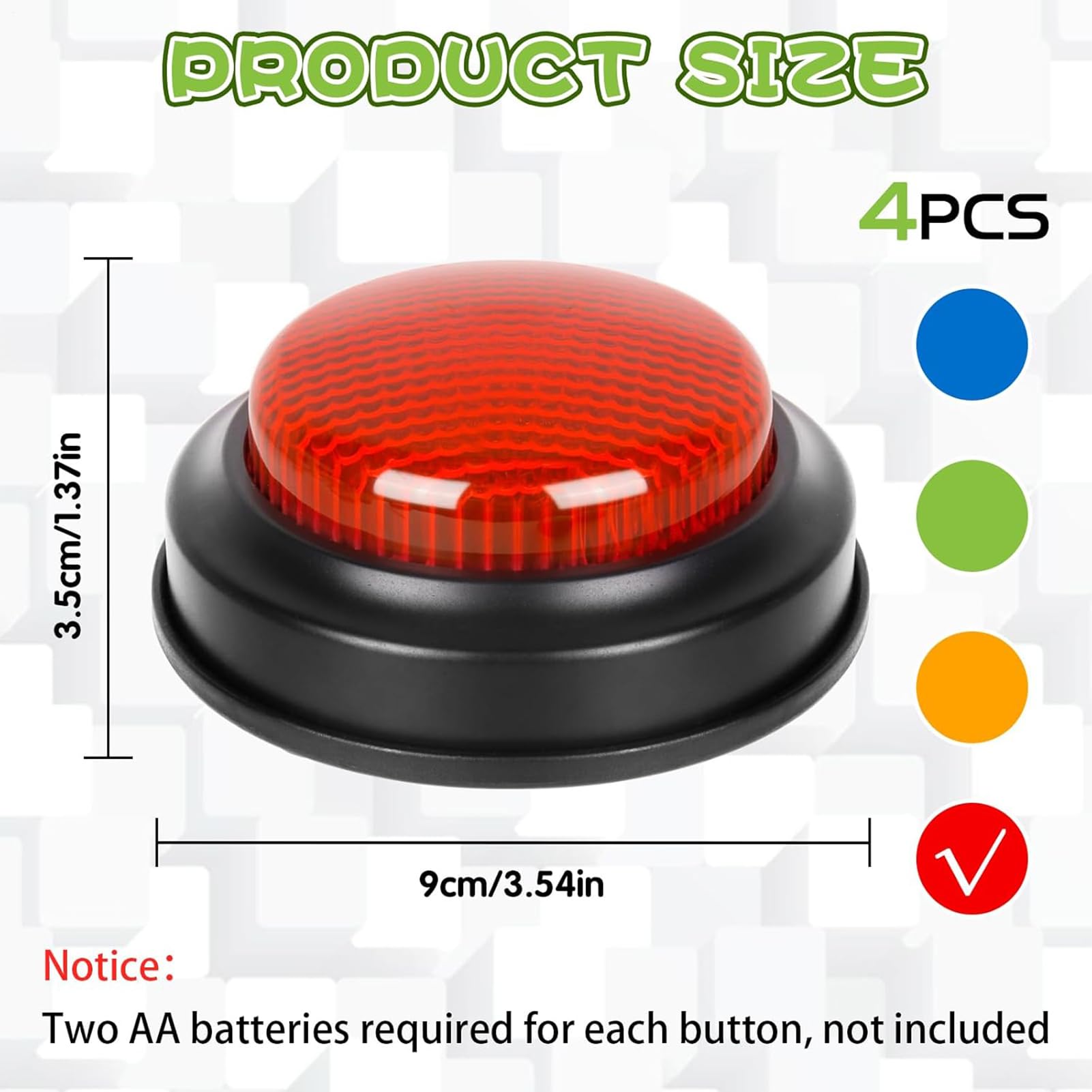 Générique Buzzer Sonore Et Lumineux pour Enseigner avec Salle De Classe, Answer Buzzers Blind Test,Accessoires De Jeu Télévisé (Lot De 4)