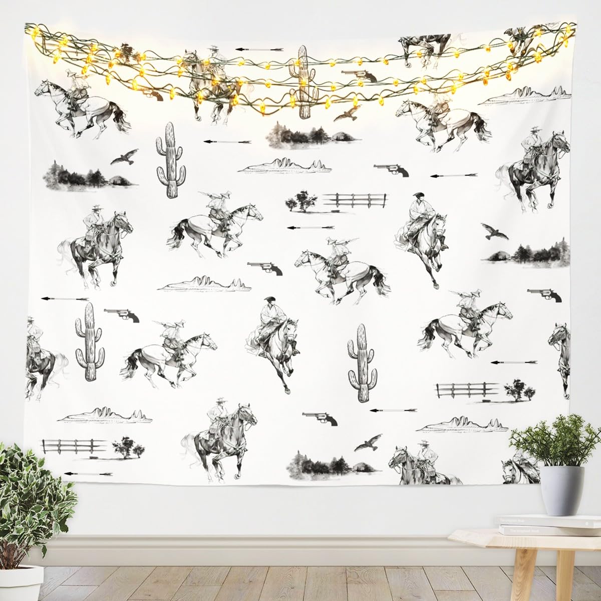 Homemissing Cowboy Wall Hanging Western Kids Boys Girls Tapestry Vintage Cactus Wall Blanket Southwestern Wall Art Teens Room Decor Medium 51x59