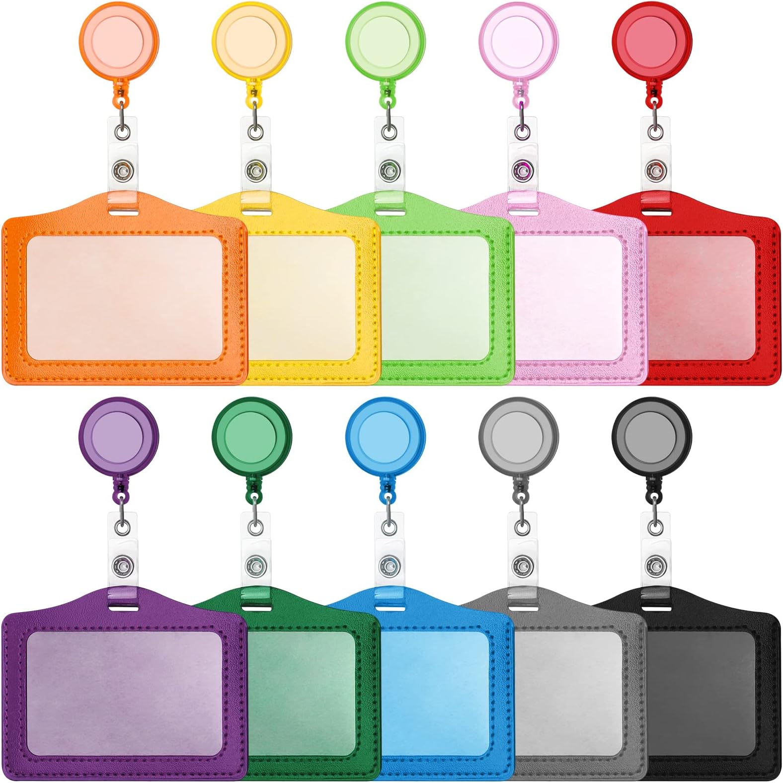 10Pcs Retractable ID Badge Holders MultiColor ID Card Holders