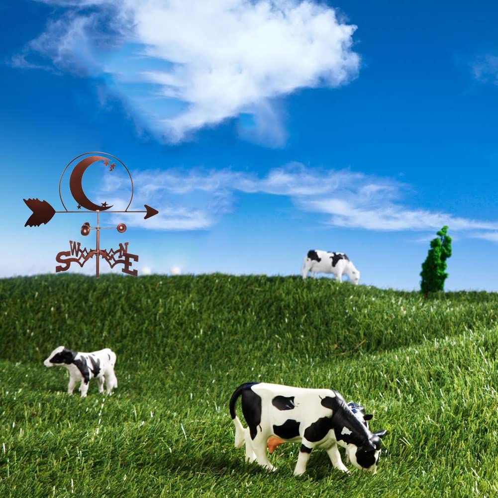 Wiatrowskaz księżycowy, wiatrowskaz dekoracyjny, zestaw wskaźników kierunku wiatru Outdoor Garden Trawnik metalowy wspornik wiatrowskaz (księżyc)