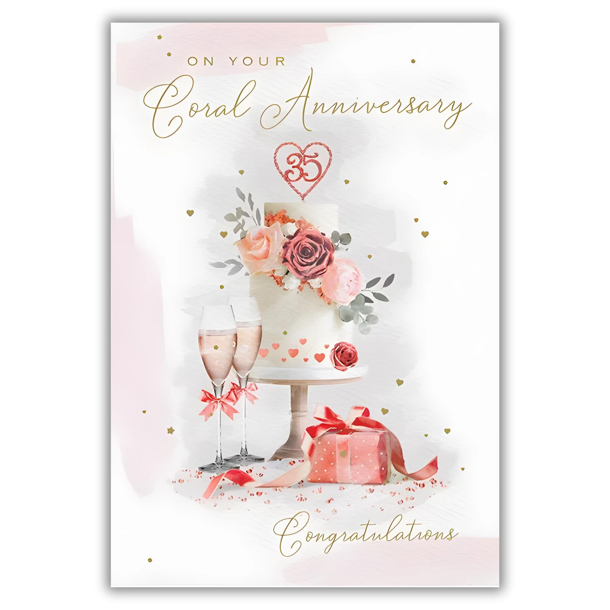 Old English Co. Biglietto Anniversario Matrimonio Per Lui Con Uccellini E Fiori – Stampato In Oro, 15x15 Cm, Vuoto Dentro, FSC Ed Eco