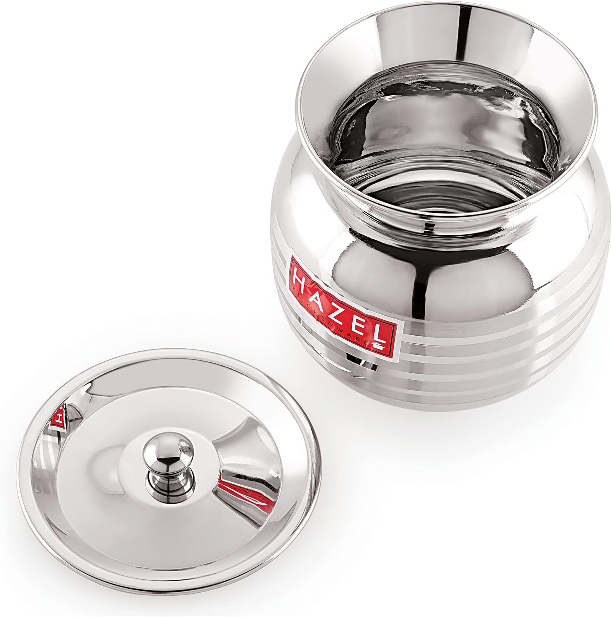 HAZEL Stainless Steel Container with Lid | 1800ml Lassi & Chaas Serving Container | Durable Steel Jar for Kitchen