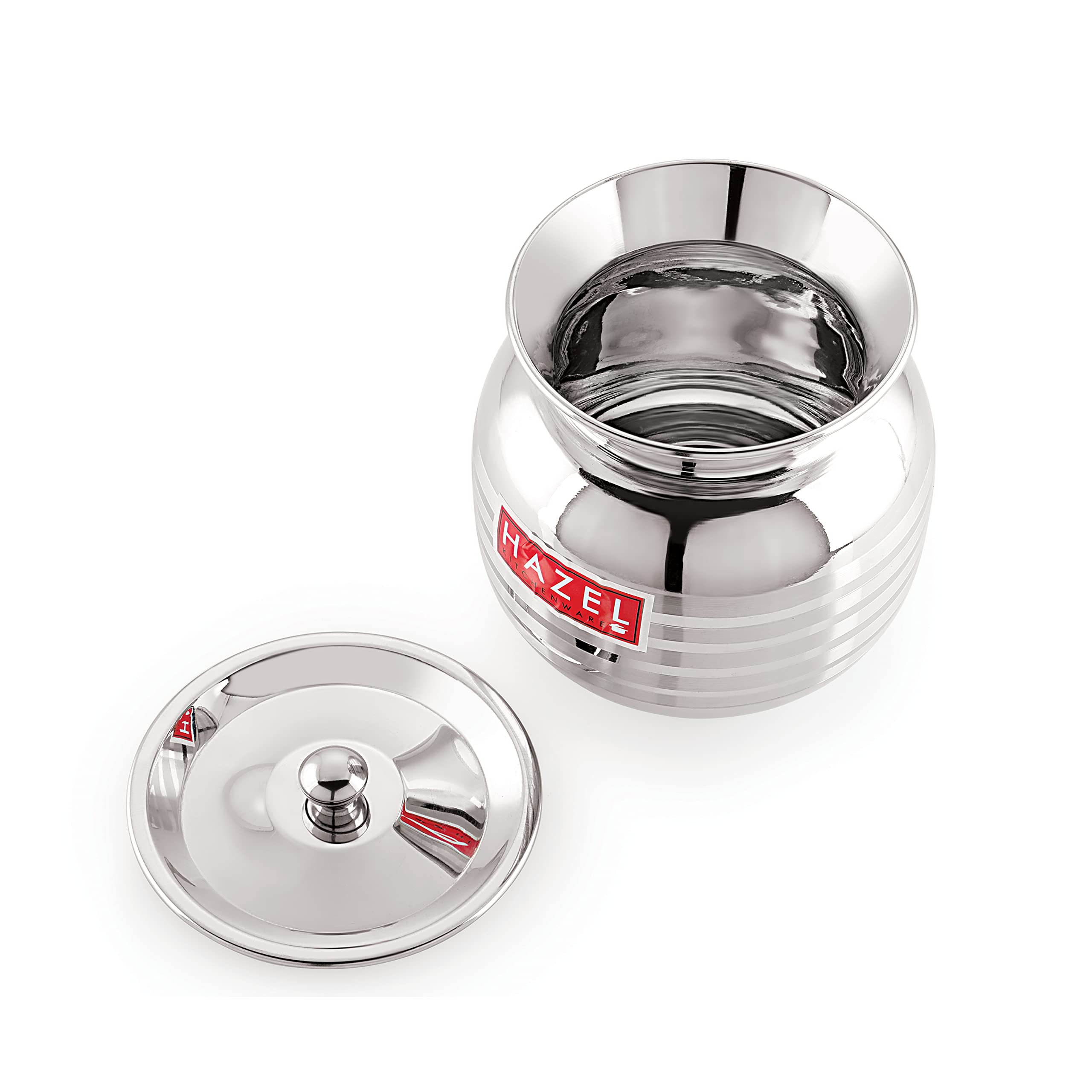 HAZEL Stainless Steel Container with Lid | 1800ml Lassi & Chaas Serving Container | Durable Steel Jar for Kitchen
