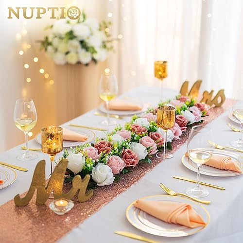 Miniatura 2 de NUPTIO Centros de mesa florales de boda para mesas, 10 arreglos florales de primavera de 19.6 pulgadas de largo, elegante arreglo de flores falsas
