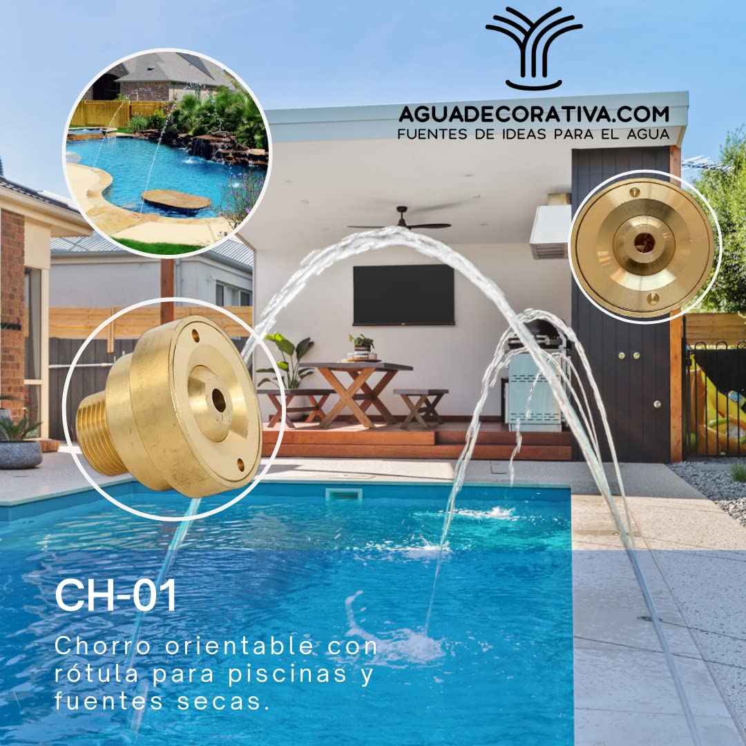 Fuente para Piscinas Boquillas con Chorro Orientable para Orilla Piscinas Fuentes Secas Toberas Caños Fuente Piscina (CH01)