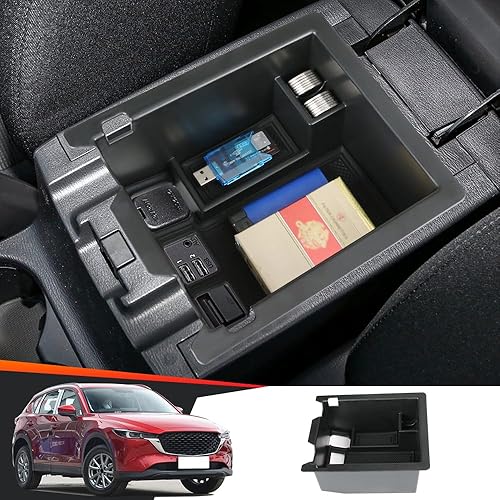 LUNQIN Bandeja organizadora de consola central de automóvil para Mazda CX-5 CX5 2017 2018 2019 2020 2021 2022 2023 2024 Accesorios interiores de