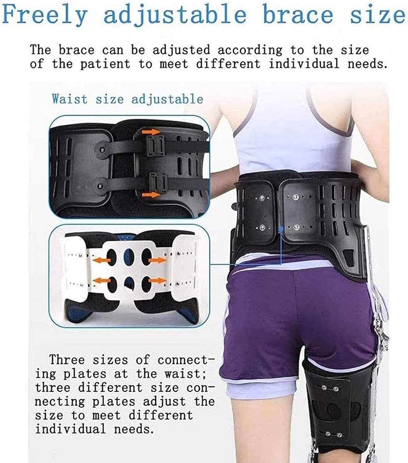 Foot Fixation Orthosis Reusable， Hinged Hip Knee Ankle Foot Brace Support for Thigh Leg Fracture Foot and Orthotics of Lower Limbs Knee Ankle，L/Large