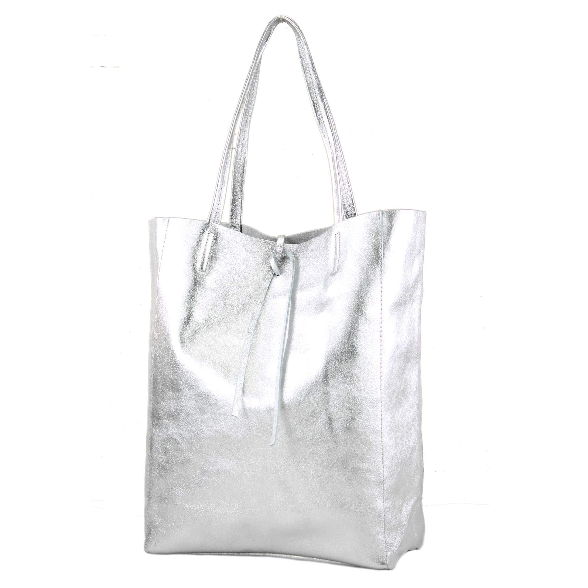 modamoda de T163 Damen Leder Shopper Schultertasche, handmade in Italy