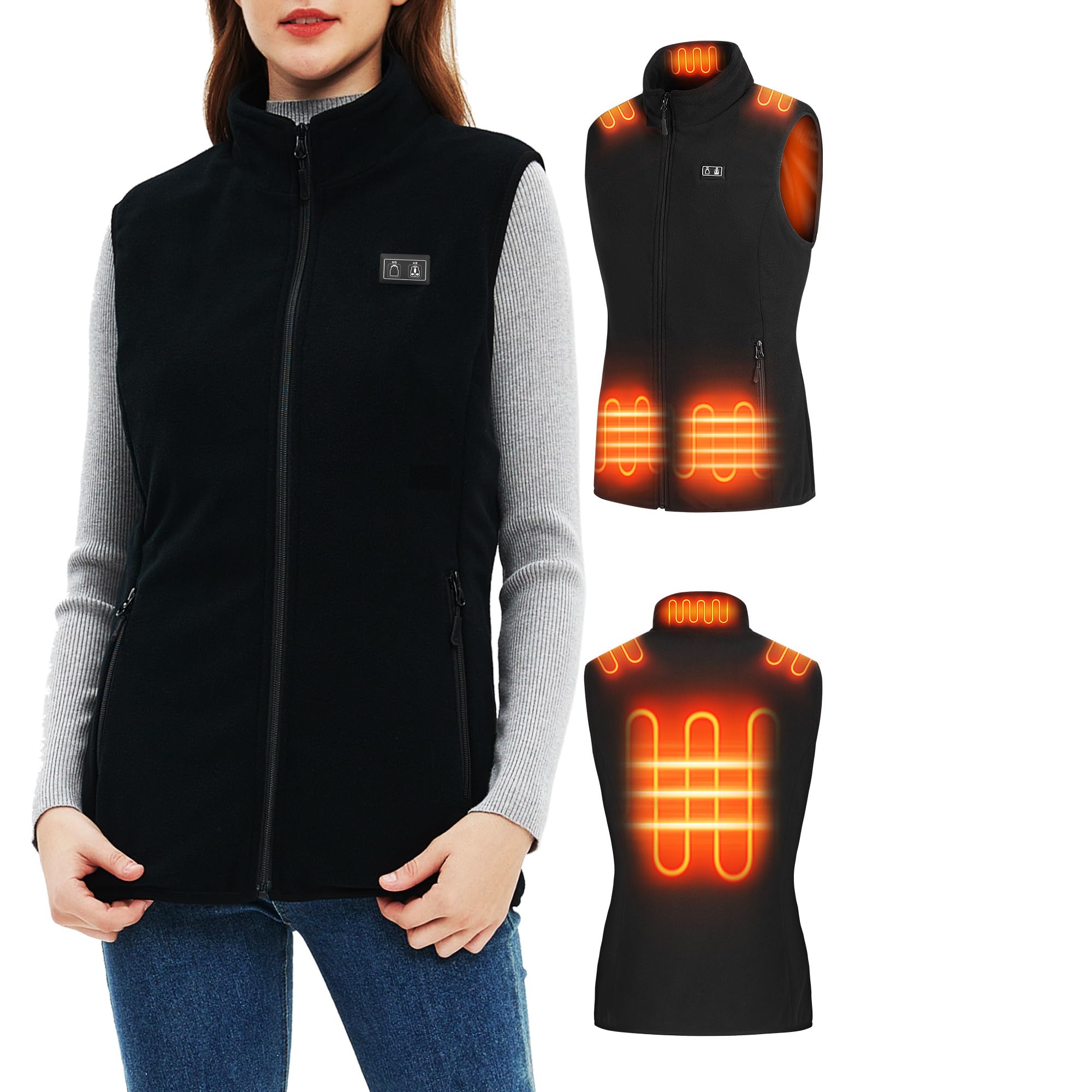 Gilet chauffant Femme avec batterie incluse, Veste Chauffante Femme, 7.4V 16000mAh