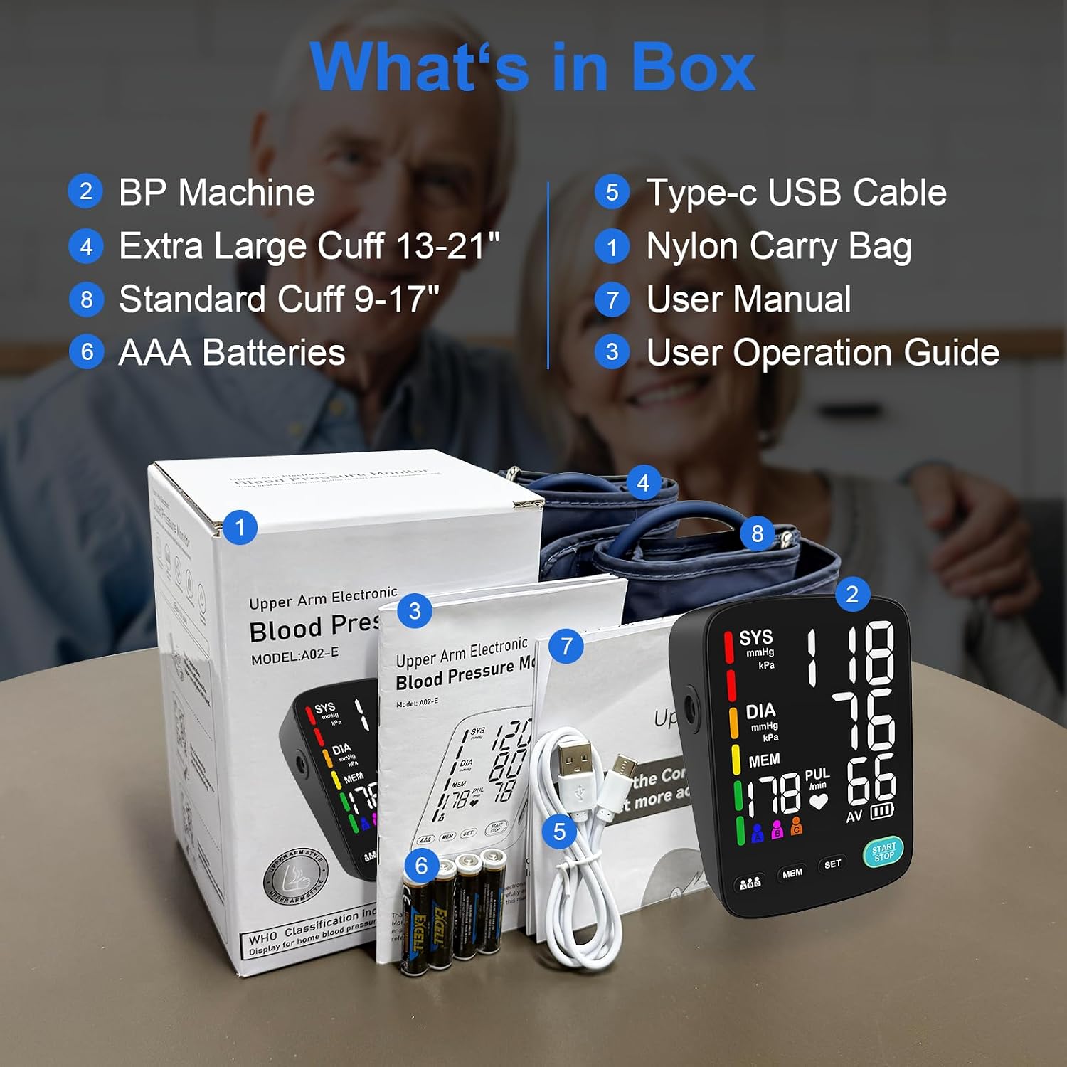 Blood Pressure Monitor,Automatic Upper Arm Blood Pressure Machine with 3x199 readout,5.4 inch LED Large Screen,Adjustable Two Cuff 9-17 inches or 13-21 inches, Black