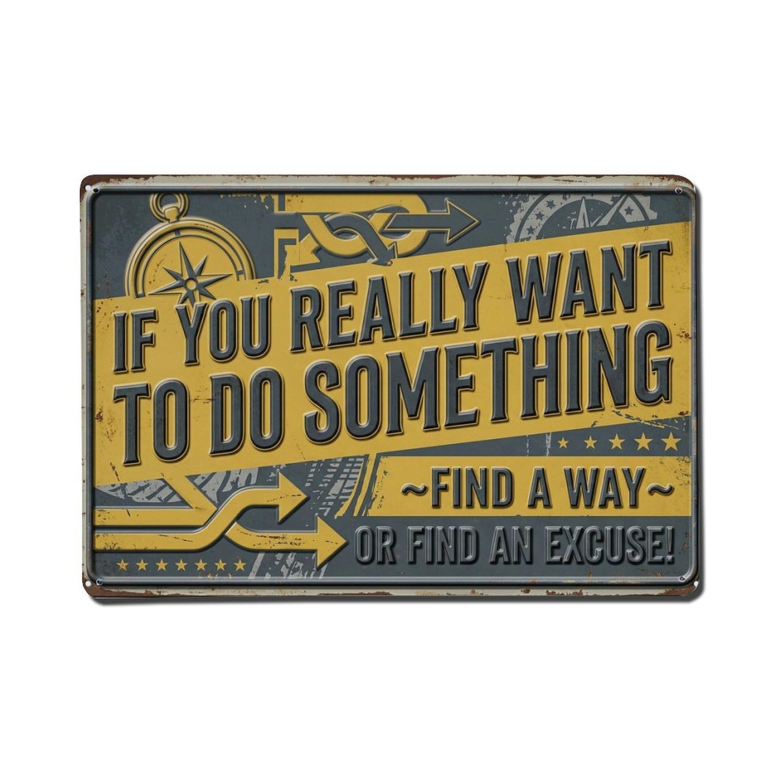 Find Your Way Industrial Retro Motivational Slogans Metal Tin Sign Plaque Wall Decor for Cafe, Club Bar, Office, Home Garden Metal Poster 8x12Inch