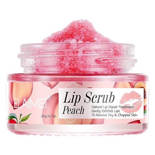 Lip Scrubs Exfoliator & Moisturizer, Lip Repair for Lush Soft Lips, Lip Moisturizer for Chapped Dry and Flaky Lips Treatment (Peach) - Peach