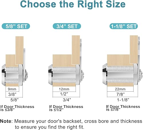 Miniatura 10 de Cam Locks - Cerradura de gabinete con llave igual, cilindro de 58 pulgadas de longitud. Se adapta a un grosor máximo del panel de 38 pulgadas, 2