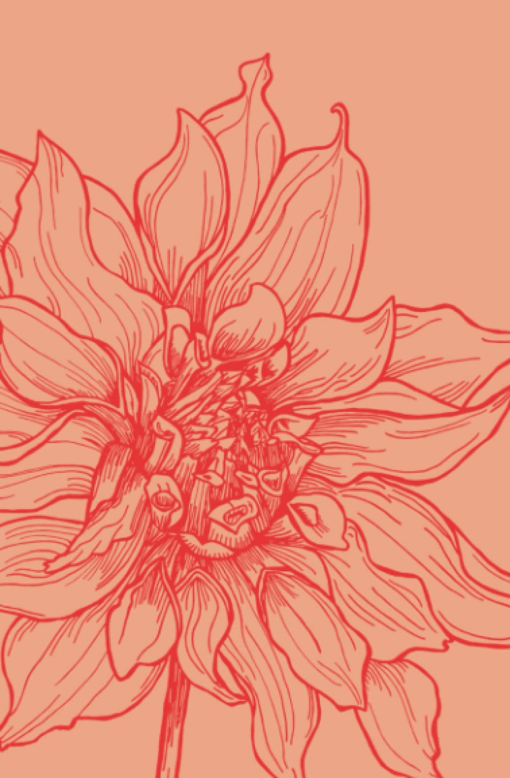 Coral and Red Dot-Grid Notebook with Dahlia: Original Hand-Drawn Dahlia in Bold Colors - Dot-Grid Notebook