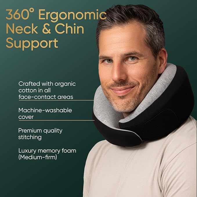 Almohada de viaje Memory Foam con soporte cervical ergonómico miniatura 4