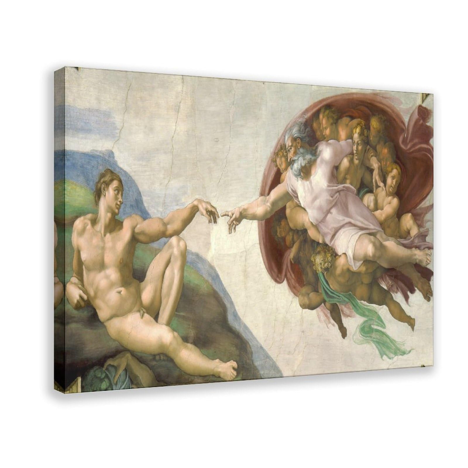 XOQO The Creation of Adam by Michelangelo Prints Posters Canvas Deco Paintings Vintage Photography Wall Art For Office Living Room Hallway Hanging Frame 24" L X 36" W