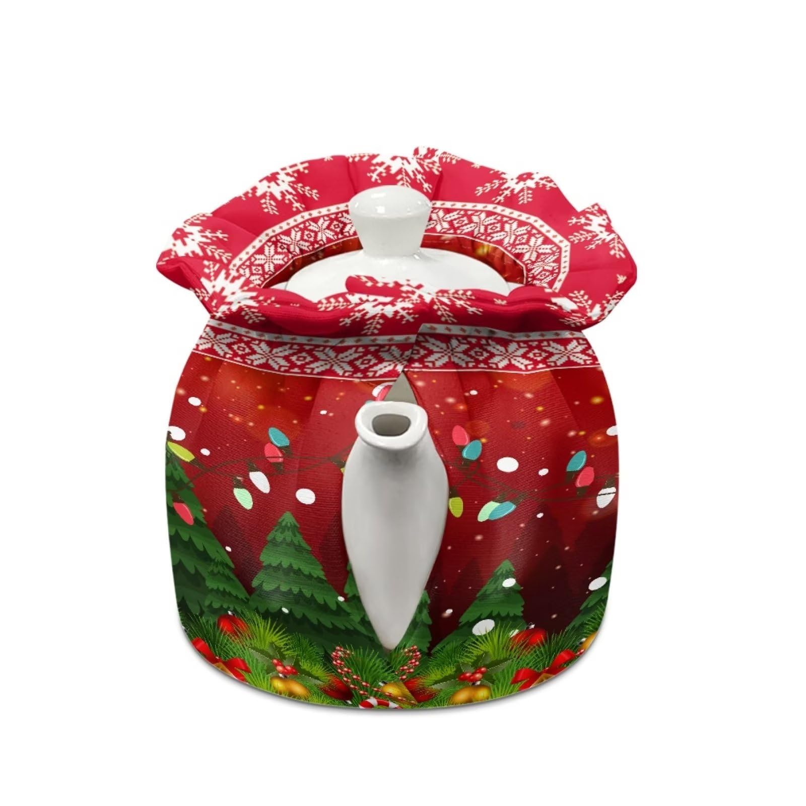 Sellikakes Christmas Tree Teapot Insulation Cover Durable Soft Tea Kettle Cover Drawstring Breakfast Warmer Teapot Dust Cover Tea Cosy for Kitchen Hotel Restaurant Tea Party