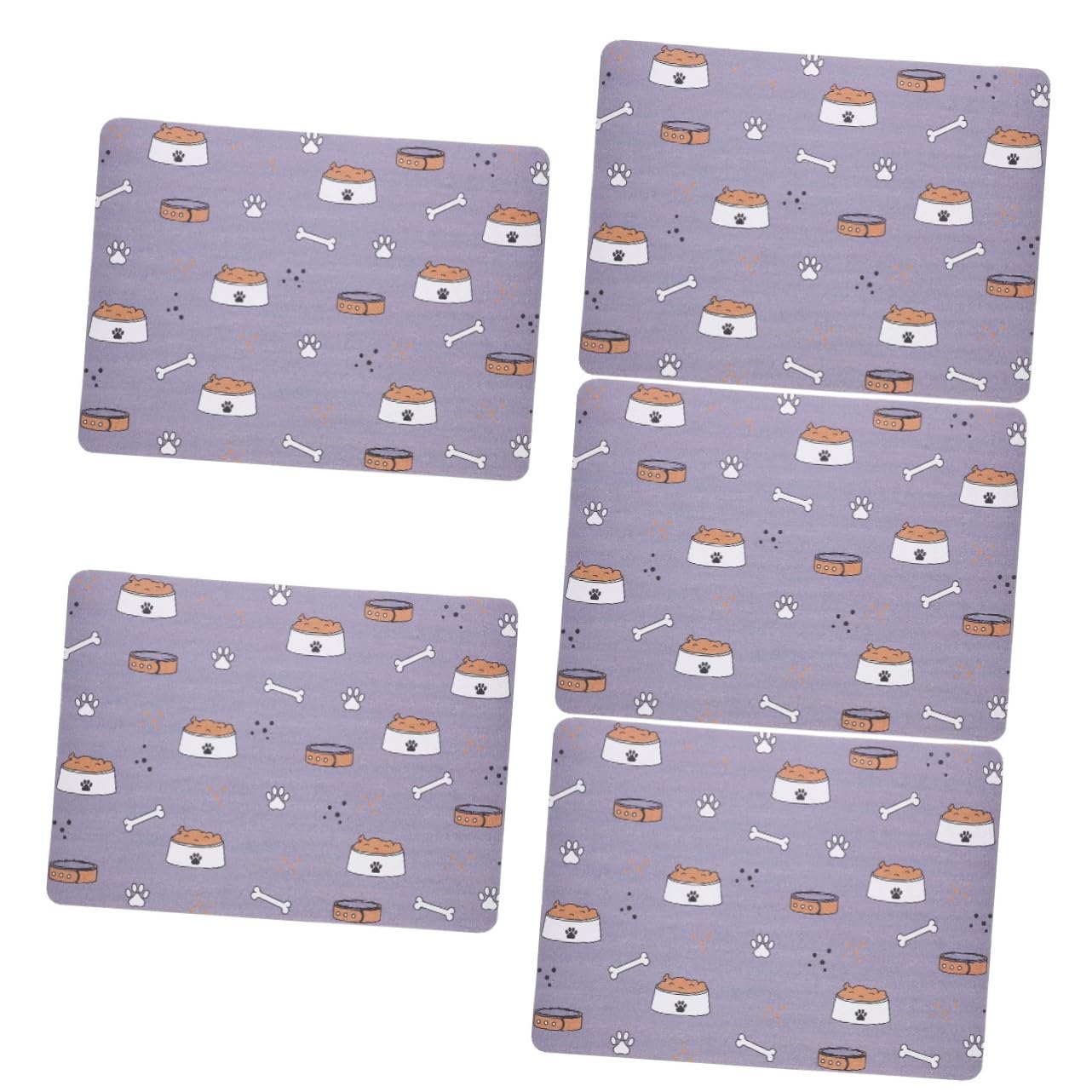 Supvox 5stücke rutschfeste Futtermatte Für Haustiere Absorbierende Und wasserdichte Napfunterlage Für Hunde Und Katzen Großes Design Für Mehrere Tiere Grauton Mit Knochenmotiv