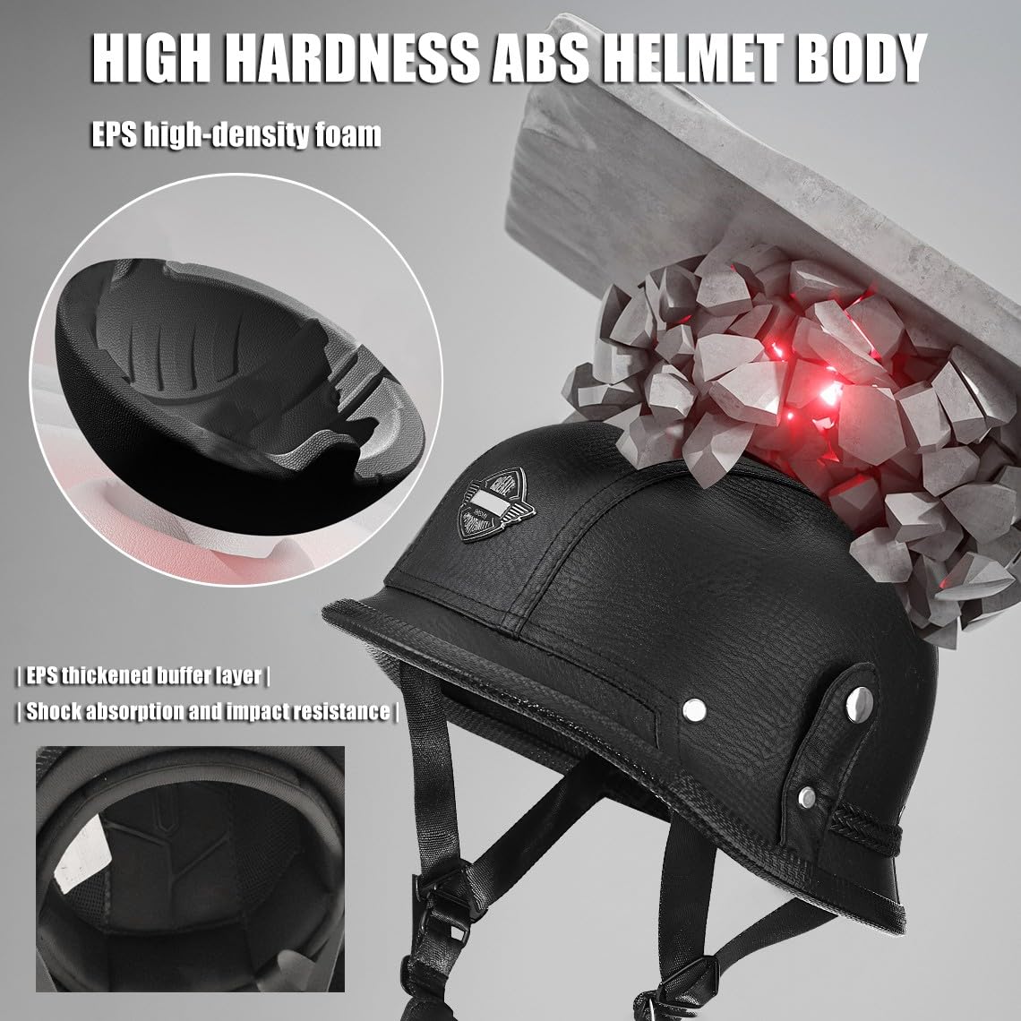 Vintage Deutsche Motorrad Halbhelme Jethelm mit Schutzbrille Retro Halbschalenhelm mit ECE Erwachsene Damen Herren Motorradhelm für Cruiser Chopper Fahrrad Mofa Moped Scooter M~XXL
