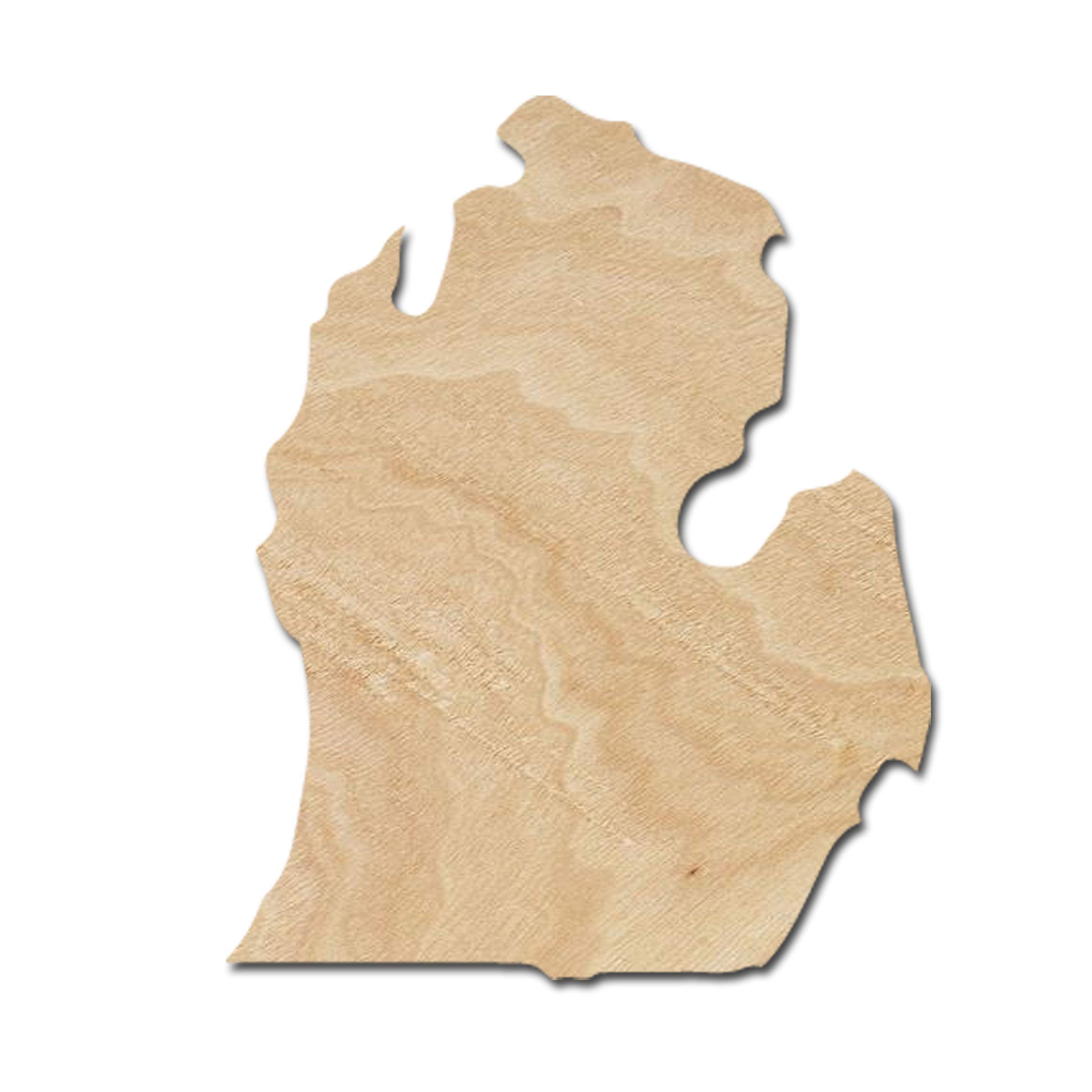 Michigan Wood Cutouts for crafts, Laser Cut Wood Shapes 5mm thick Baltic Birch Wood, Multiple Sizes Available