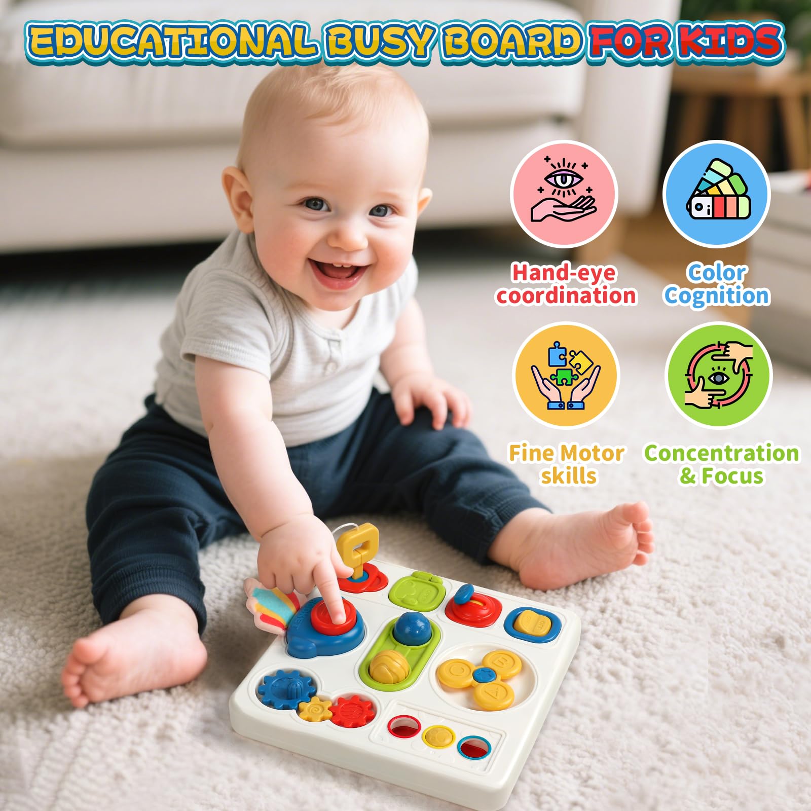 Giochi Bambini 1 Anno, Gioco Bambino 1 Anno, Giochi Busy Board Montessori 1 Annos 8-IN-1 Gioco Bimba Bambina 1 Anni con Musica Giocattoli Educativi Interattivi per Regalo Bambino Bambina 1 2 Anni