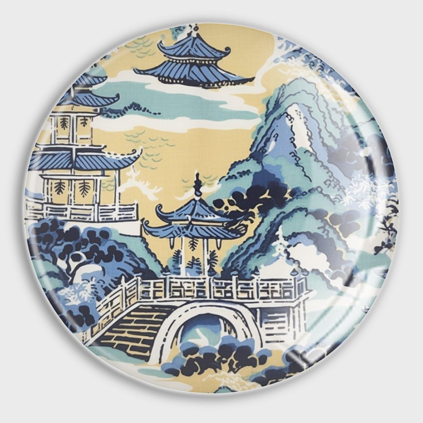 Aimants de réfrigérateur bleus et blancs en verre de style chinois pour déco casier