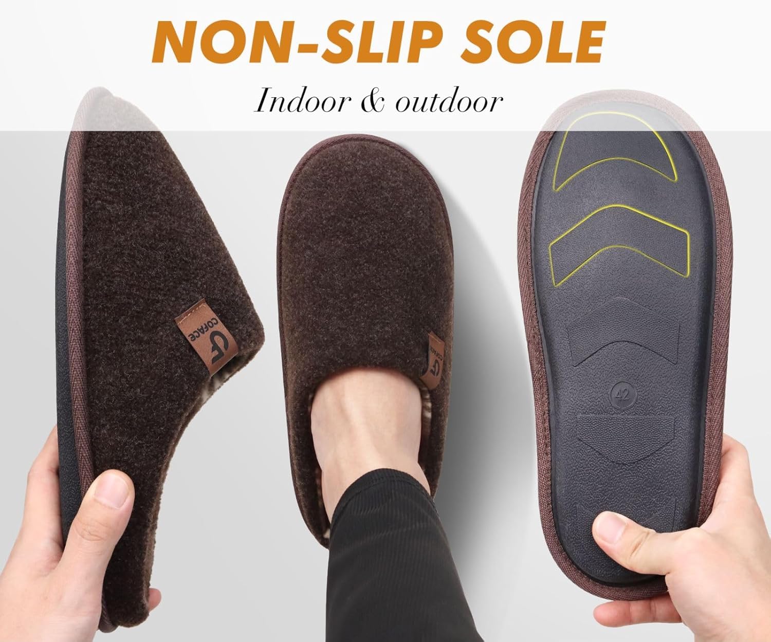 COFACE Unisex Mens Womens Cozy Memory Foam Scuff Slippers Casual Slip On Warm House Shoes Indoor/Outdoor Felt Sandal Slippers Size 4-15 - Image 5