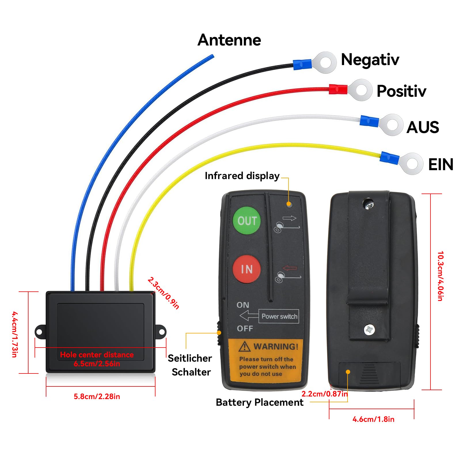 Telecomando Wireless per Verricello, Kit Controller Universale per Verricello Elettrico Gamma 75ft 12V 24V Accessori per Ricambi Automobilistici ad Alta Sensibilità per Auto Camion ATV