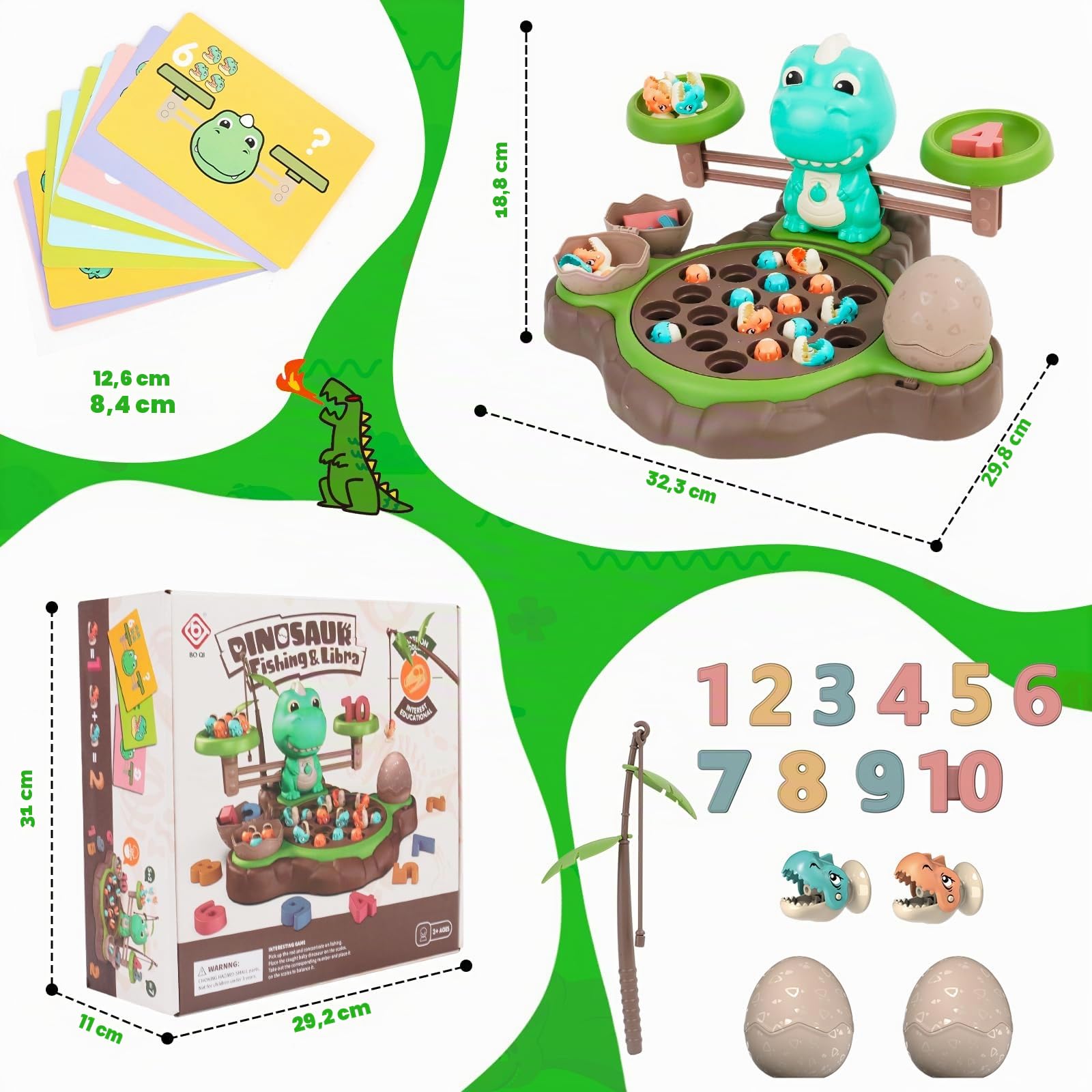 Magnete Multifunzionale Gioco di Pesca con Pesci con 21 Piccoli Dinosauro10 Carte Musica Gioco di pesci Interattivo ed Educativo Bambini 2 3 4 Anni Compleanno Regali di Halloween Ragazzi Ragazze